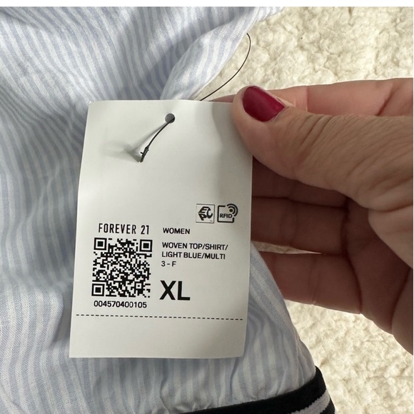 Kendall & Kylie Forever 21 NWT Pinstriped Poplin Shirt XL - Picture 8 of 9